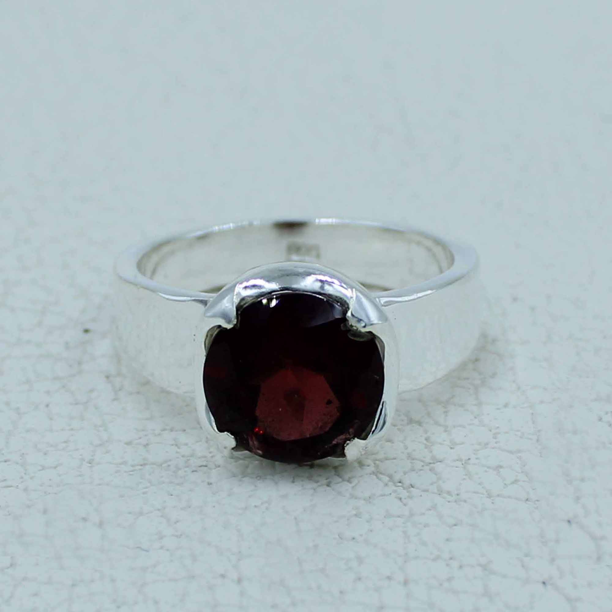 Natural Garnet Sterling Silver Ring