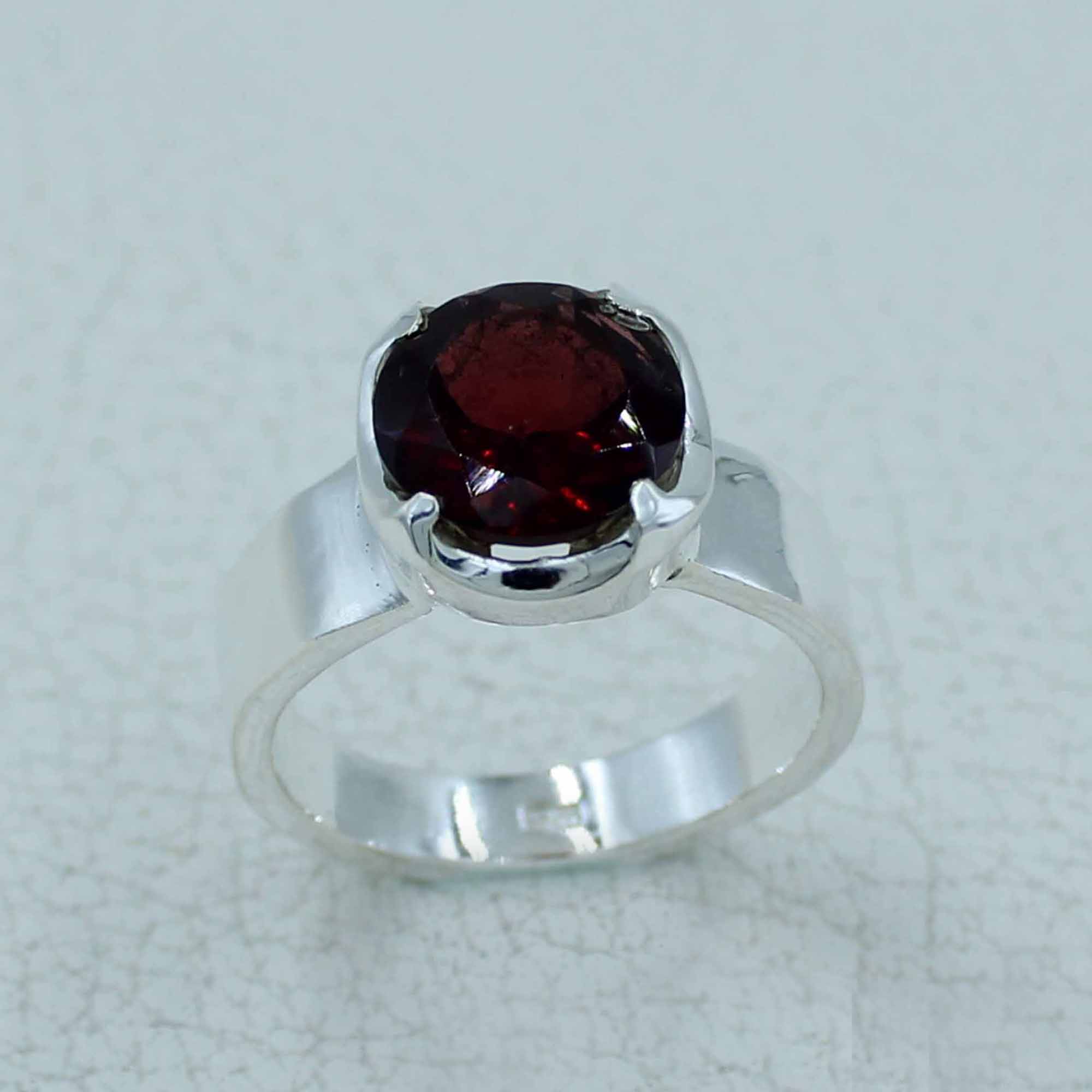 Natural Garnet Sterling Silver Ring