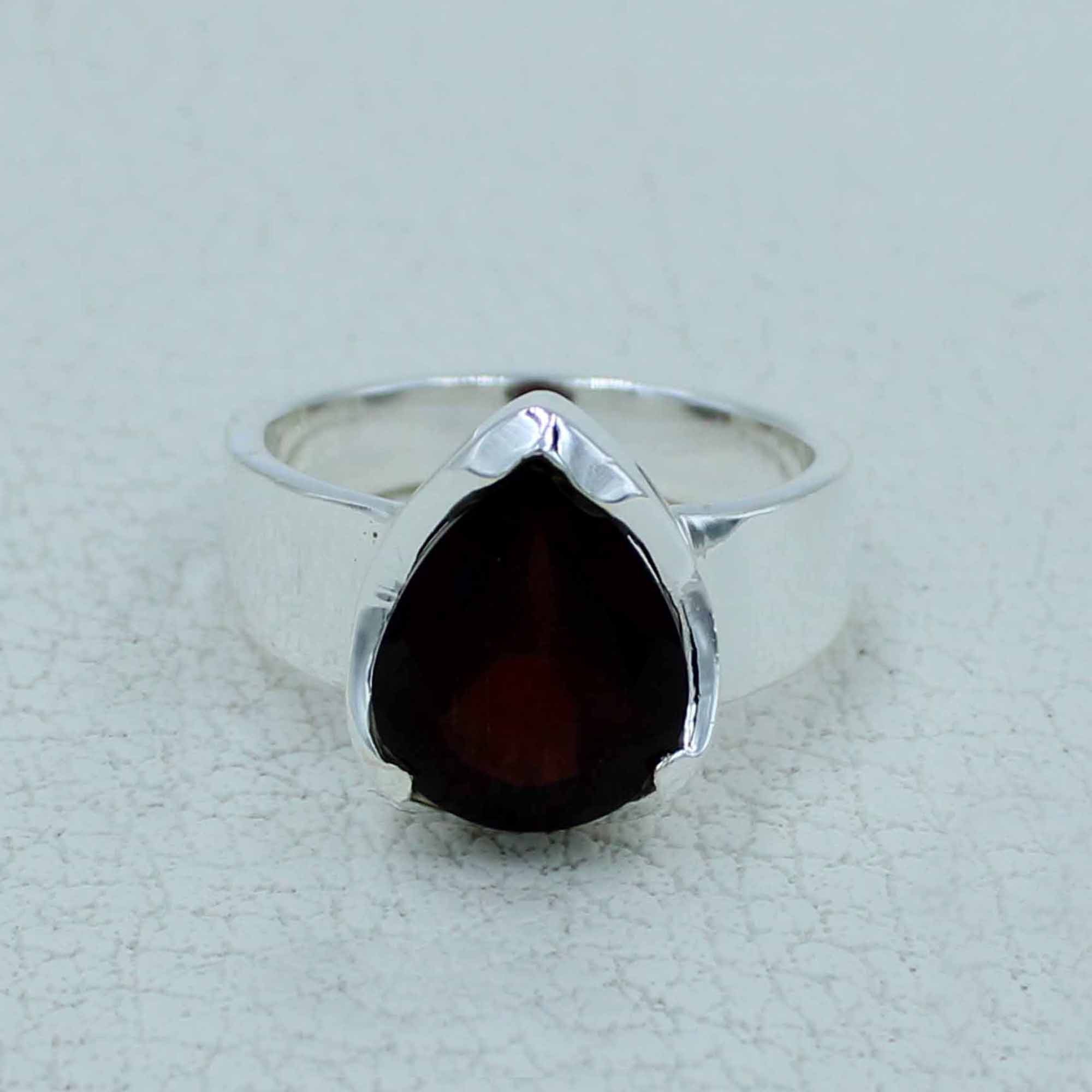 January Birthstone Garnet Sterling Silver Ring