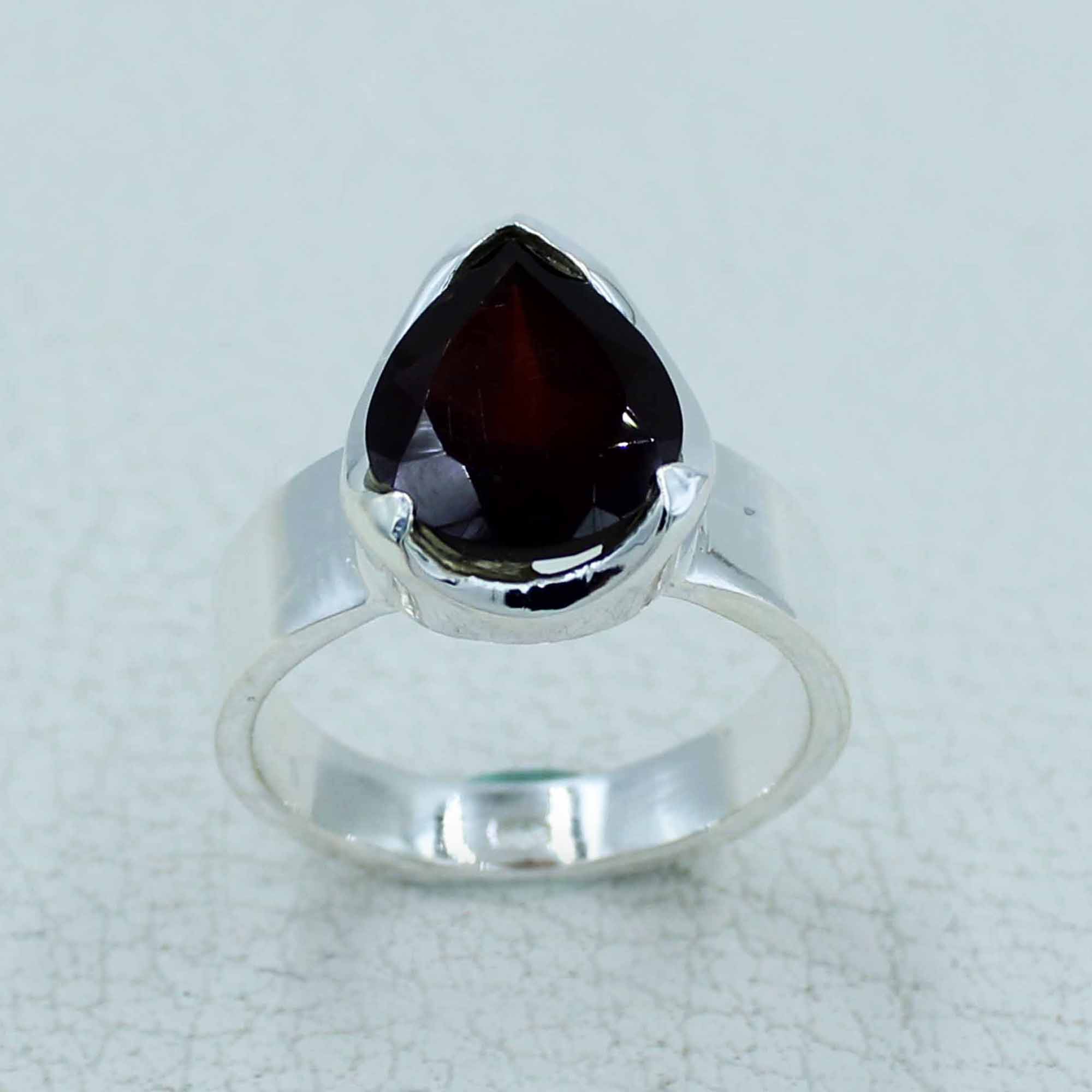 January Birthstone Garnet Sterling Silver Ring