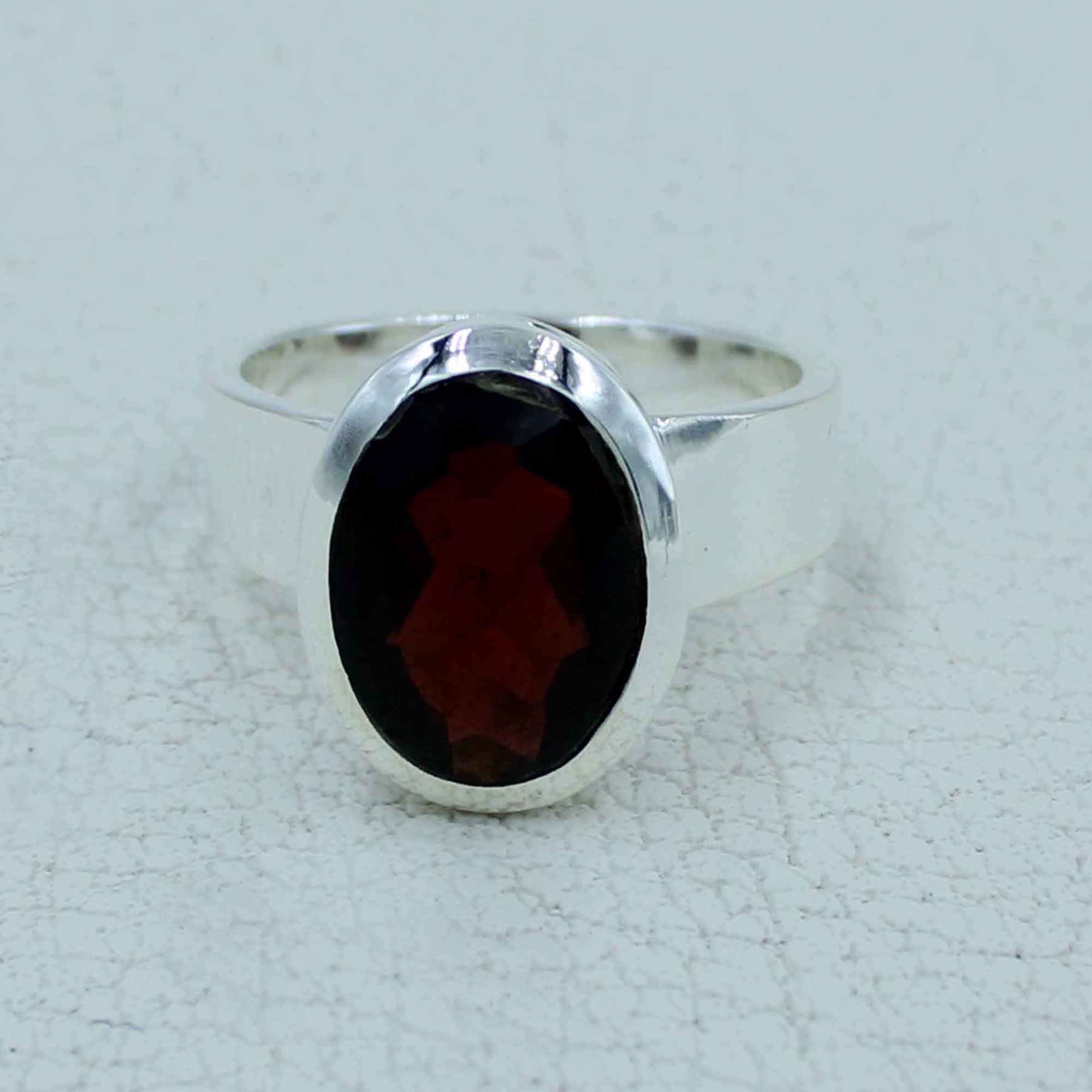 10 x 14 mm  Garnet Sterling Silver Ring