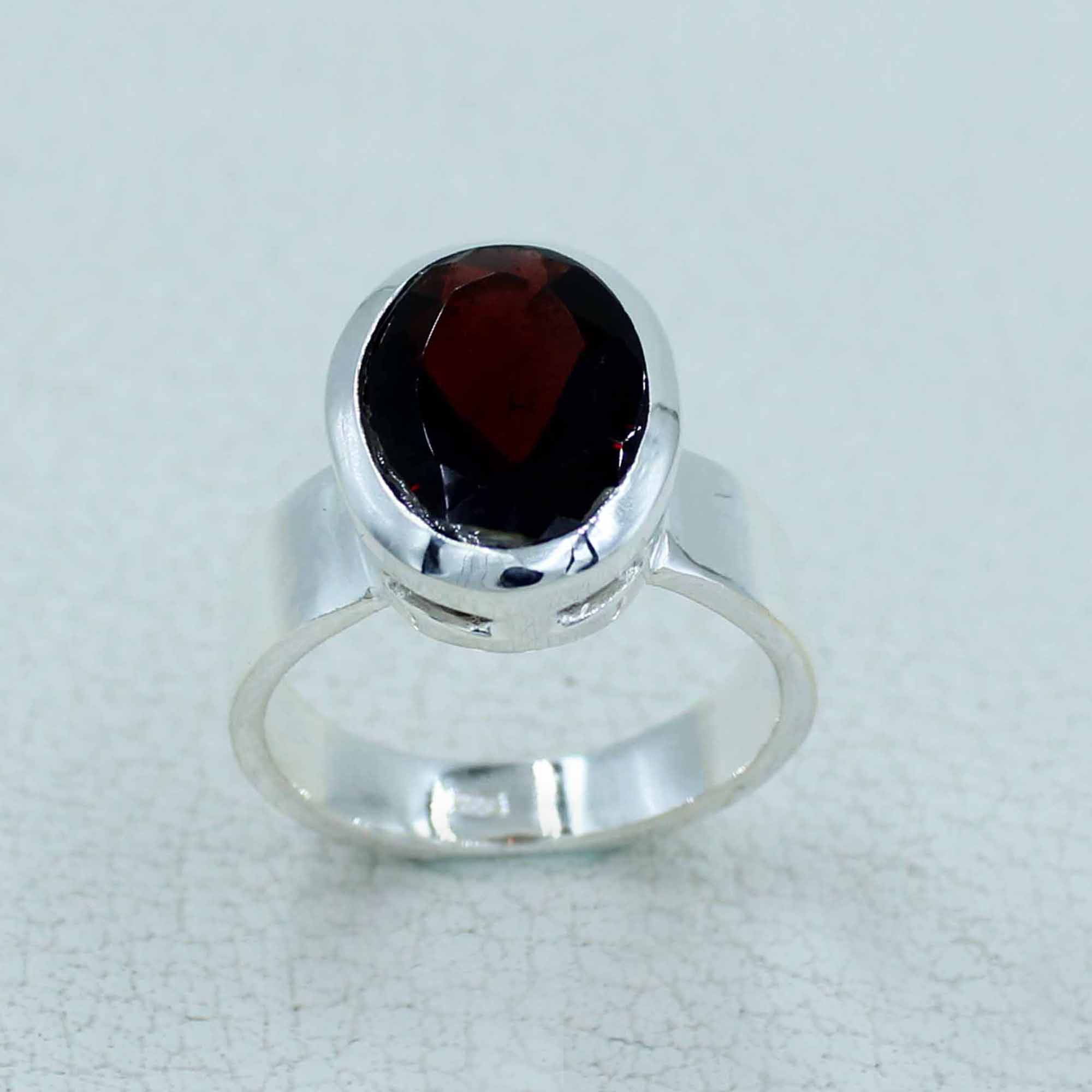 10 x 14 mm  Garnet Sterling Silver Ring