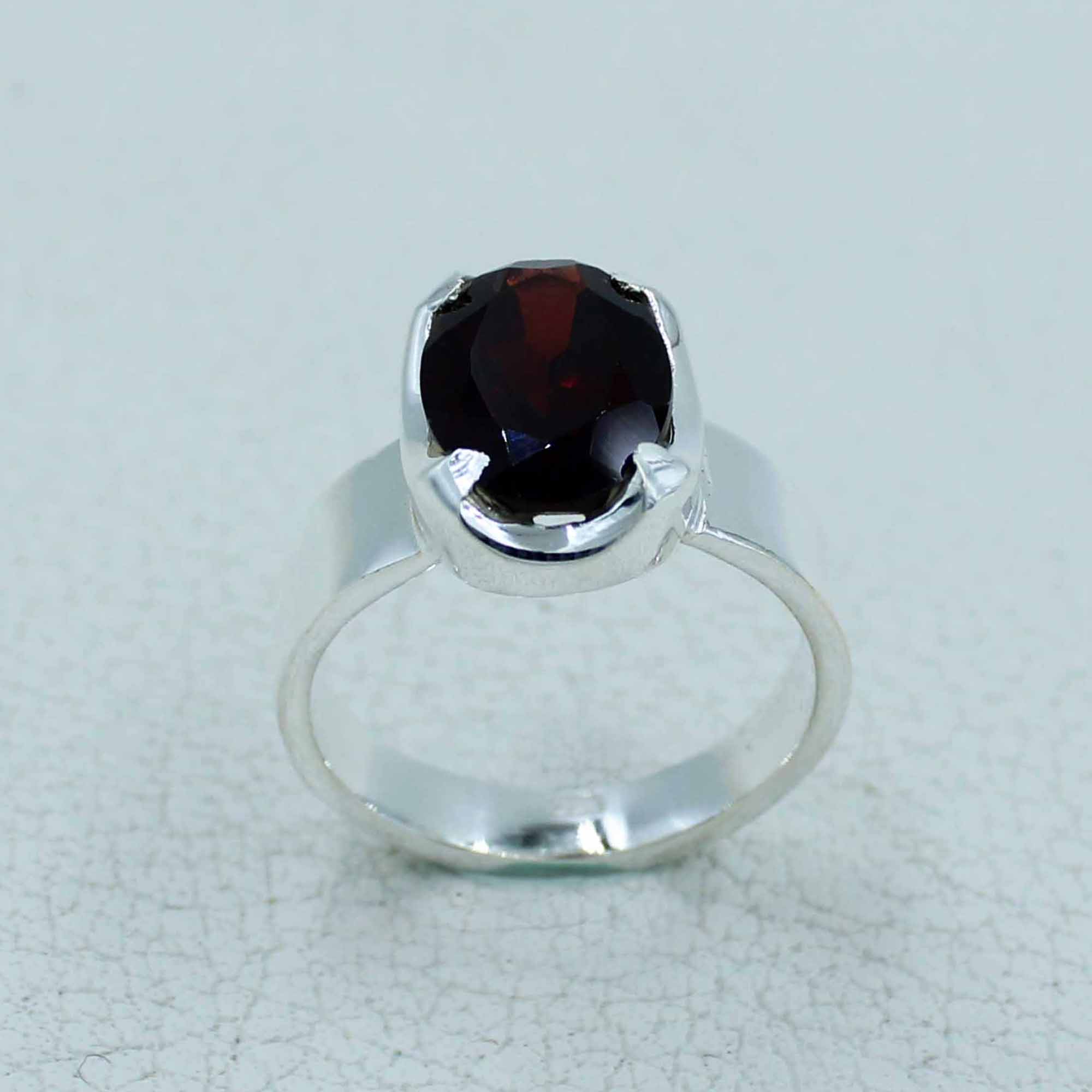 Garnet Cut Stone 925 Sterling Silver Ring