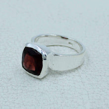 Garnet Cut Stone Sterling Silver Ring - Mens Ring