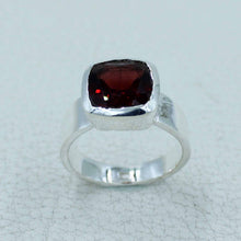 Garnet Cut Stone Sterling Silver Ring - Mens Ring