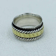 Spinner Band Ring Two Tone 925 Sterling Silver