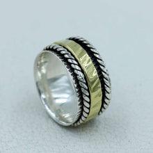 Spinner Band Ring Two Tone 925 Sterling Silver