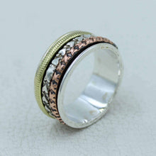Amazing Spinner Band Three-Tone 925 Sterling Silver Ring