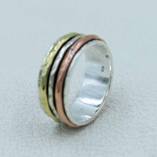 Triple Tone 925 Sterling Silver Band Ring - Spinner Ring