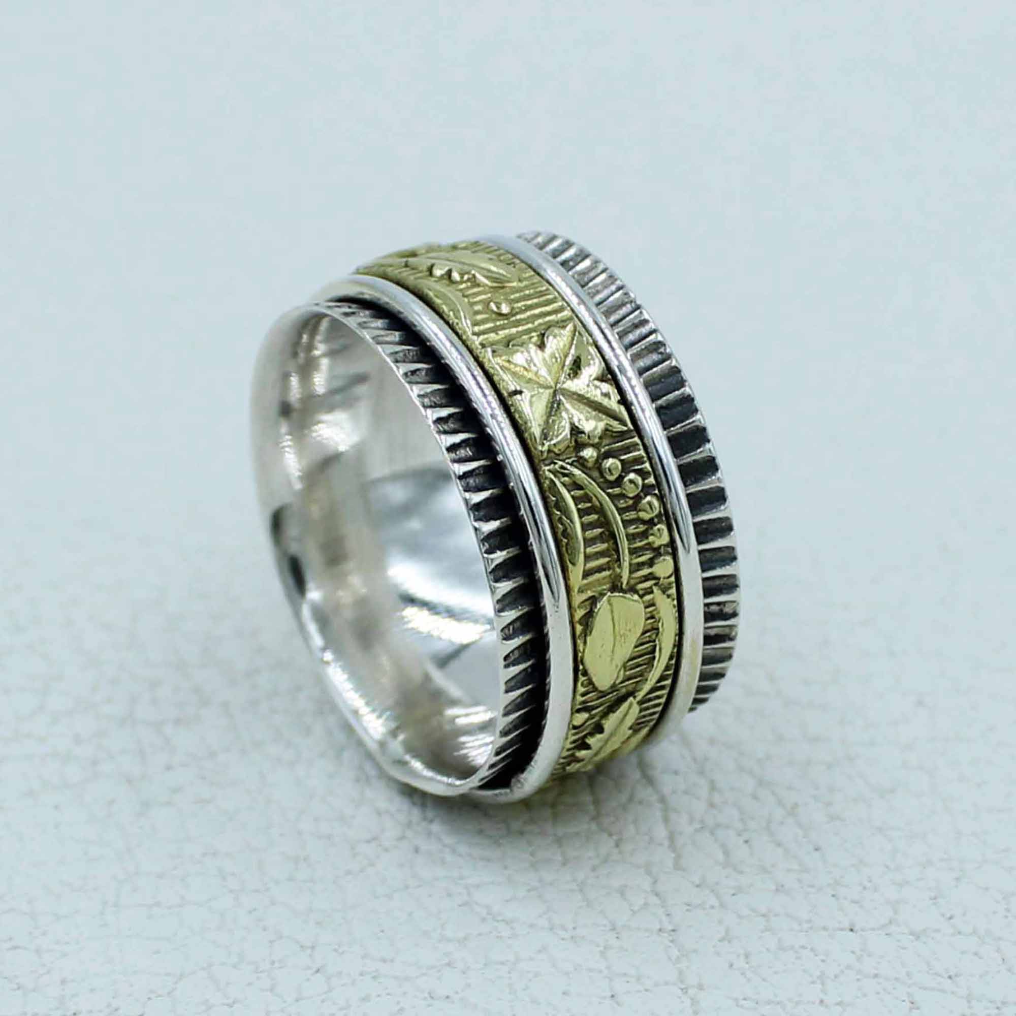 Two-Tone Silver Spinner Band Ring