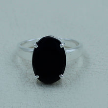 Black Onyx Oval Cut Silver Ring -  Size 6 to 9