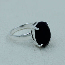 Black Onyx Oval Cut Silver Ring -  Size 6 to 9