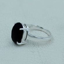 Black Onyx Oval Cut Silver Ring -  Size 6 to 9