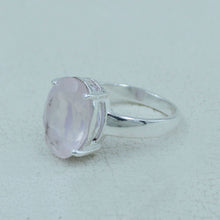 Pink Rose Quartz Sterling Silver Ring