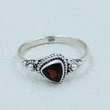 Trillion Cut Natural Garnet Sterling Silver Ring