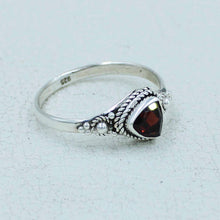 Trillion Cut Natural Garnet Sterling Silver Ring