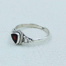 Trillion Cut Natural Garnet Sterling Silver Ring