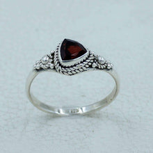 Trillion Cut Natural Garnet Sterling Silver Ring