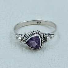 Trillion Cut Natural Garnet Sterling Silver Ring