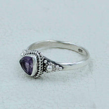 Trillion Cut Natural Garnet Sterling Silver Ring