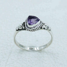 Trillion Cut Natural Garnet Sterling Silver Ring