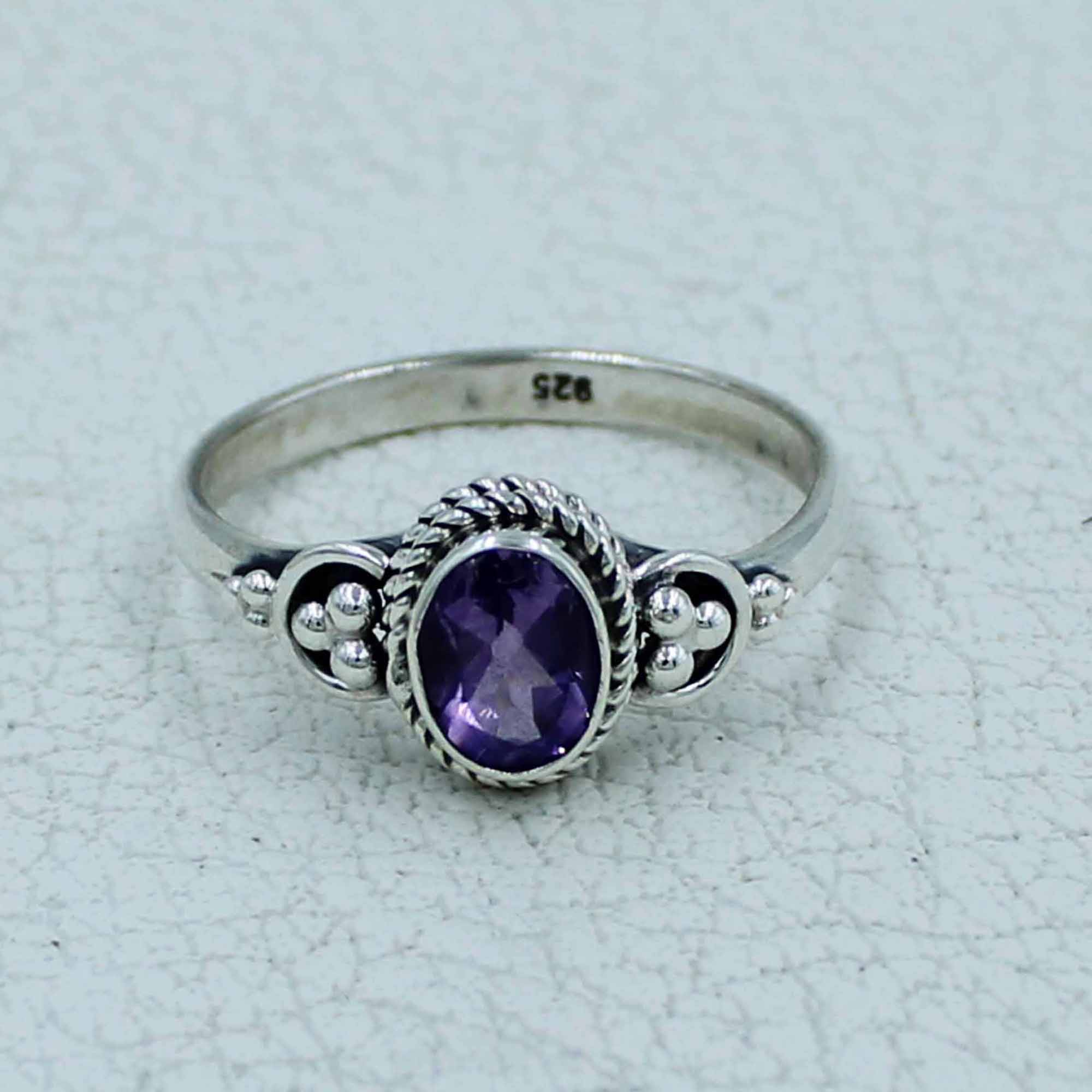 Designer 925 Sterling Silver Amethyst Gemstone Ring