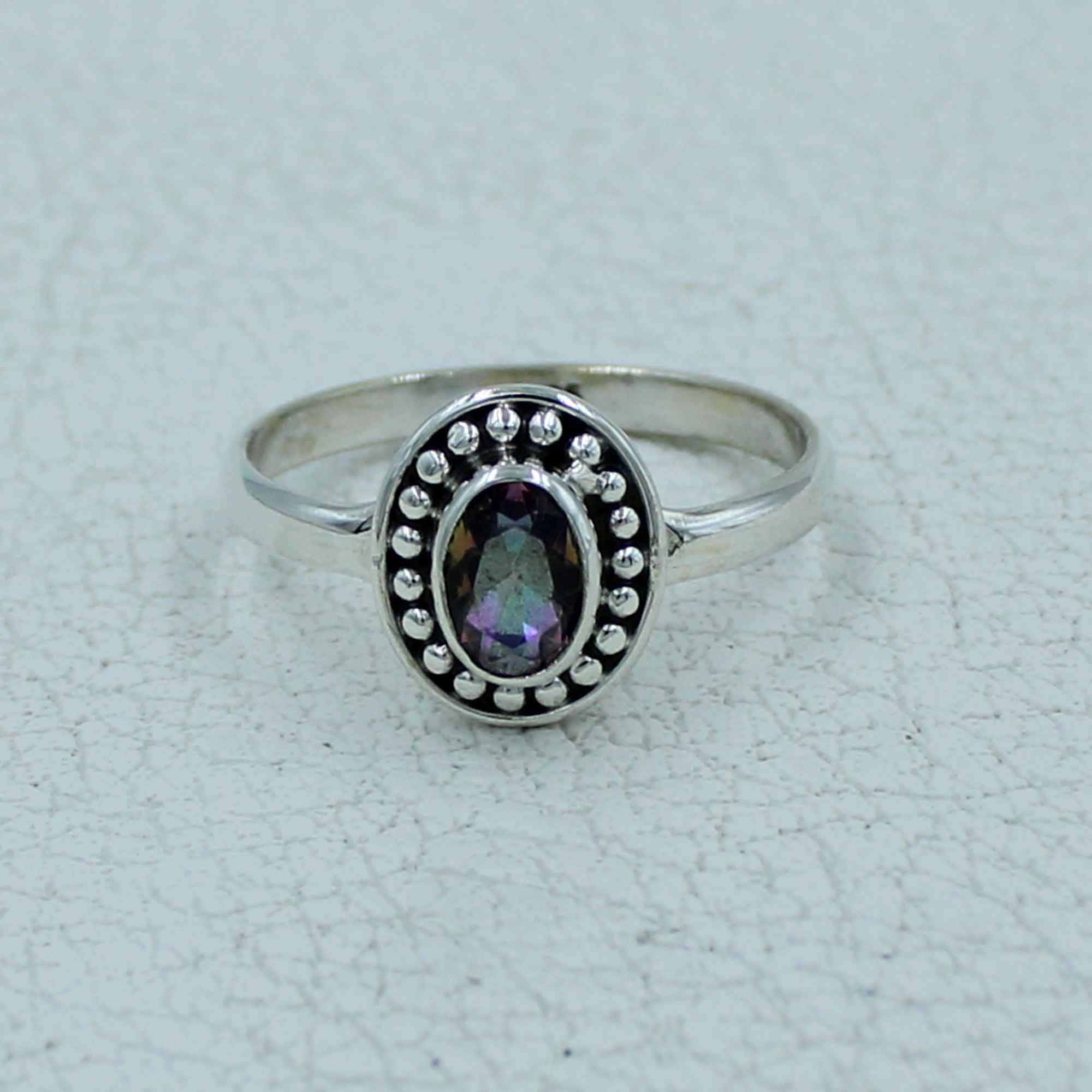 Garnet Cut Stone Sterling Silver Ring
