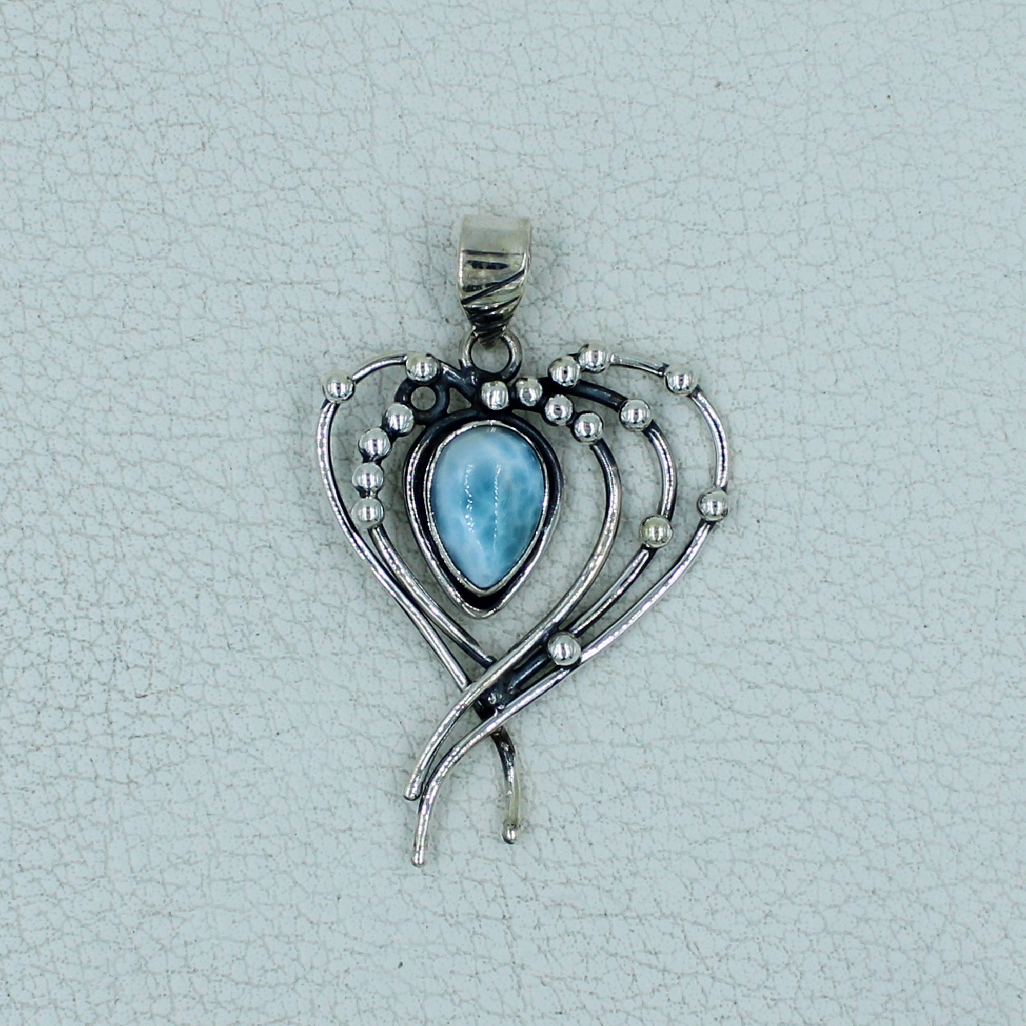 Blue Larimar Designer Sterling Silver Pendant