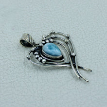 Blue Larimar Designer Sterling Silver Pendant