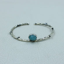 Larimar Gemstone Sterling Silver Bangle