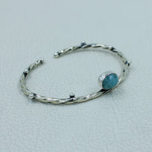 Larimar Gemstone Sterling Silver Bangle