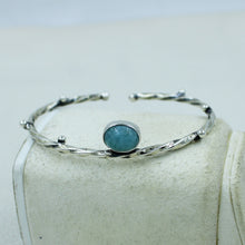 Larimar Gemstone Sterling Silver Bangle