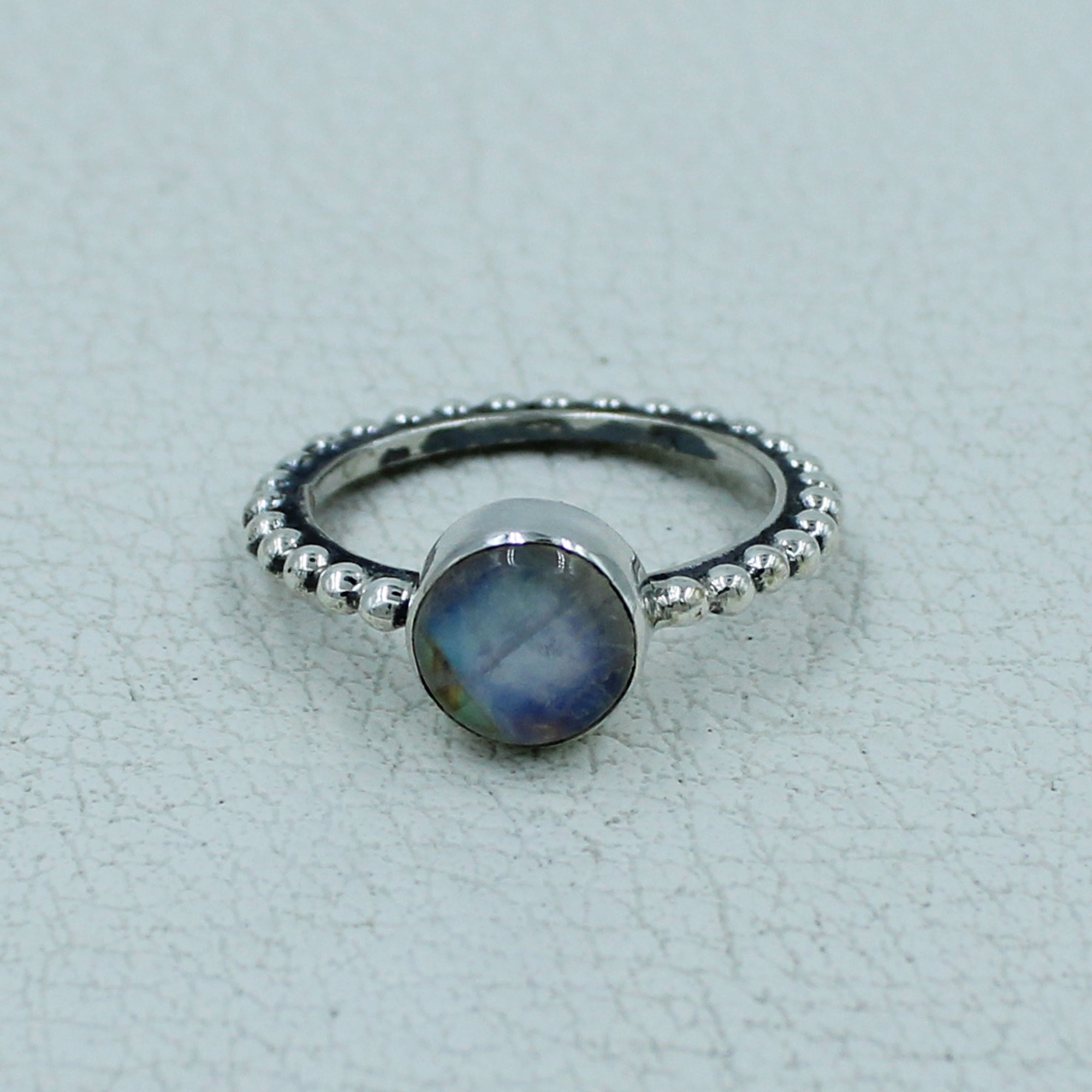 Rainbow Moonstone Ring 925 Solid Silver Ring