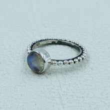 Rainbow Moonstone Ring 925 Solid Silver Ring