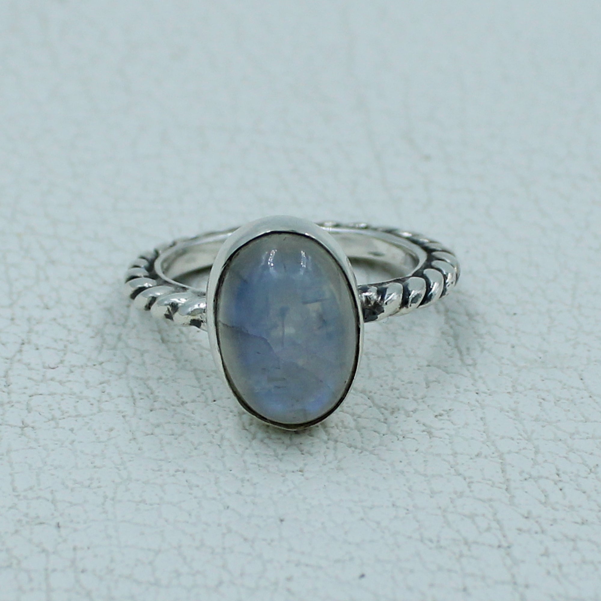 Rainbow Moonstone Solid Sterling Silver Ring