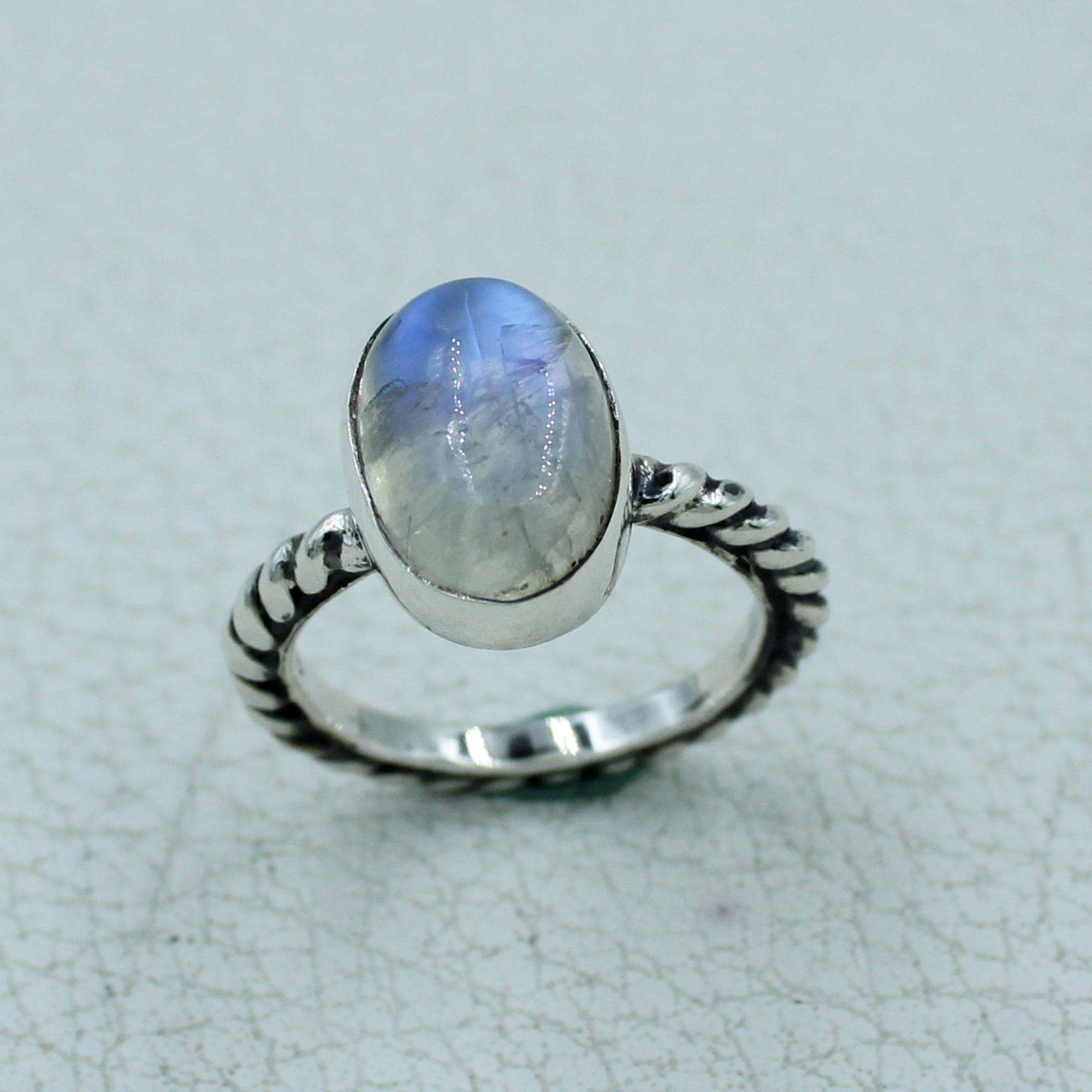 Rainbow Moonstone Solid Sterling Silver Ring