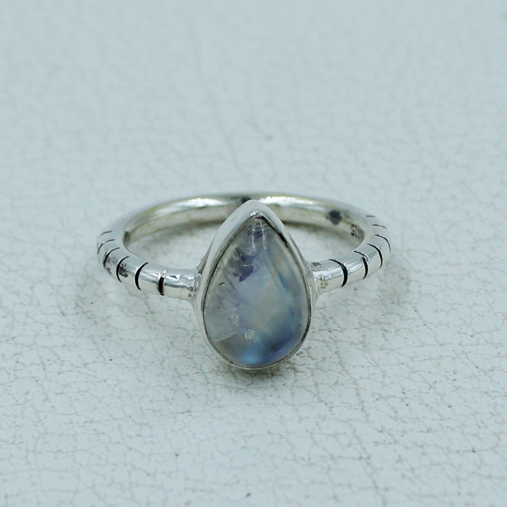 Rainbow Moonstone Sterling Silver Bridal Ring