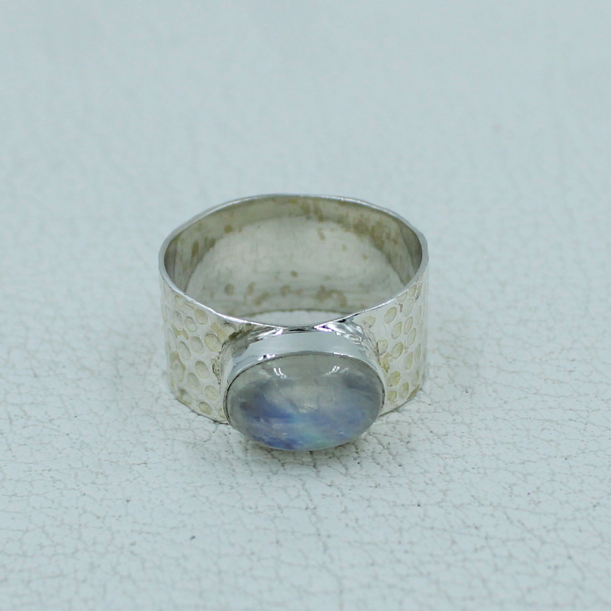 Moonstone Sterling Silver Wide Band Ring