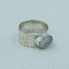 Moonstone Sterling Silver Wide Band Ring