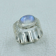 Moonstone Sterling Silver Wide Band Ring