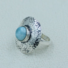 Blue Larimar Sterling Silver Ring - Handmade Jewelry