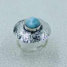 Blue Larimar Sterling Silver Ring - Handmade Jewelry