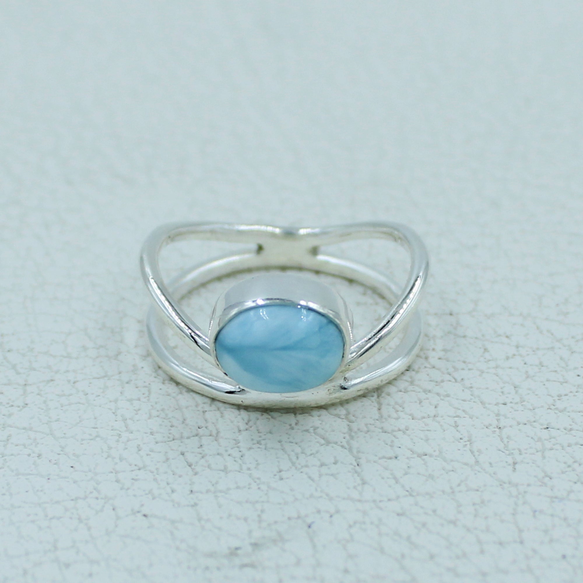 Blue Larimar 925 Silver Engagement Ring