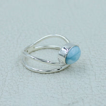 Blue Larimar 925 Silver Engagement Ring