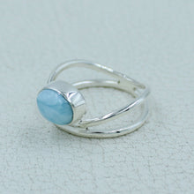 Blue Larimar 925 Silver Engagement Ring