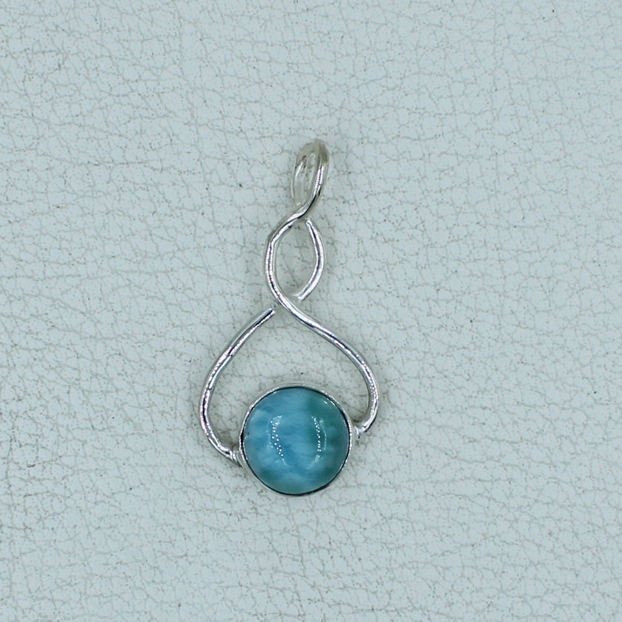 Natural Well Polished Larimar Silver Pendant