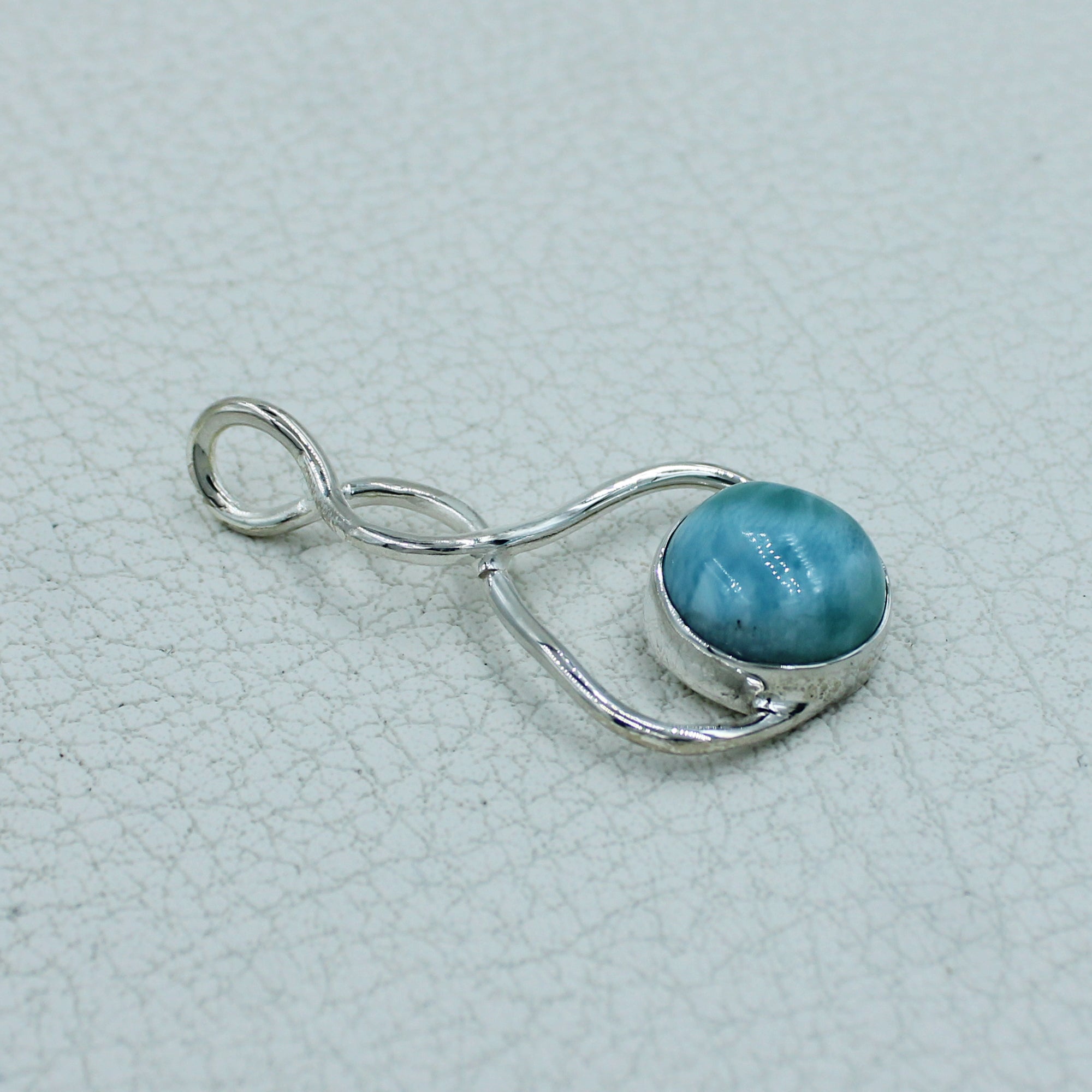 Natural Well Polished Larimar Silver Pendant