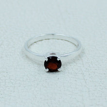 6 MM Round Cut Stone Silver Ring - Citrine, Peridot, Garnet, Amethyst, Onyx Gemstone