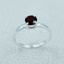 6 MM Round Cut Stone Silver Ring - Citrine, Peridot, Garnet, Amethyst, Onyx Gemstone