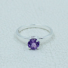 6 MM Round Cut Stone Silver Ring - Citrine, Peridot, Garnet, Amethyst, Onyx Gemstone
